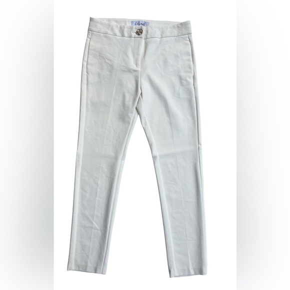 Celine Trousers Ivory with Embroidered Detail‎ luxury clean business casual L